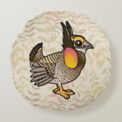 Cute Greater Prairie-Chicken Round Throw Pillow (16