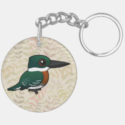 Green Kingfisher Circle Keychain (double-sided)