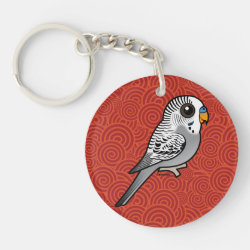 Birdorable Grey Budgie Circle Keychain (double-sided)