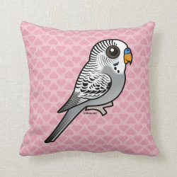 Birdorable Grey Budgie Cotton Throw Pillow