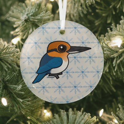 Birdorable Guam Kingfisher  Glass Ornament