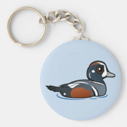 Harlequin Duck Basic Button Keychain
