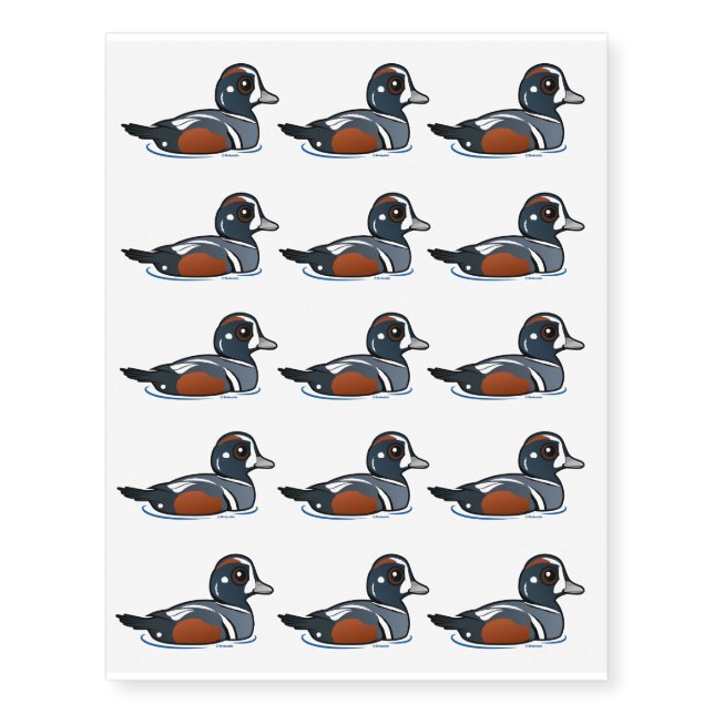 Birdorable Harlequin Duck Temporary Tattoos (Front)