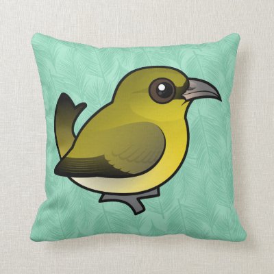 Birdorable Hawai'i 'Amakihi Throw Pillow