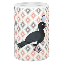 Helmeted Curassow Toothbrush Holder and Soap Dispenser Set