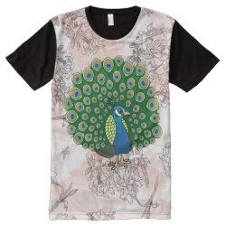 Indian Peafowl Men's American Apparel All-Over Printed Panel T-Shirt