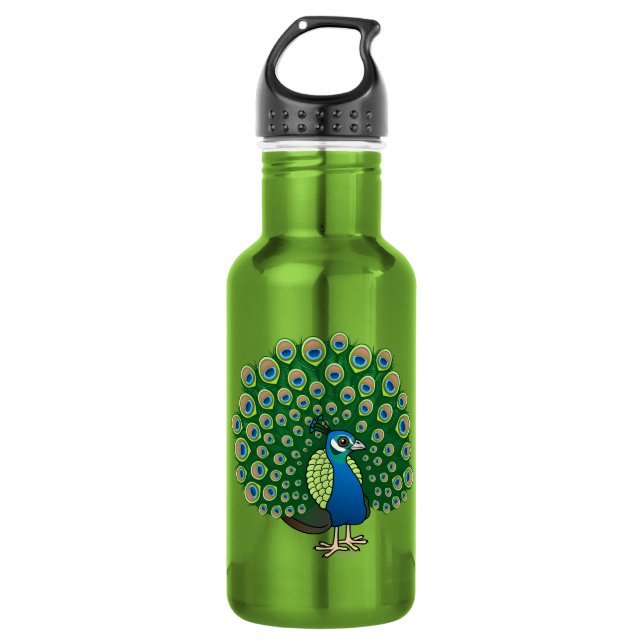 Birdorable Indian Peafowl Water Bottle (Front)