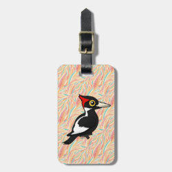 Ivory-billed Woodpecker Small Luggage Tag with leather strap