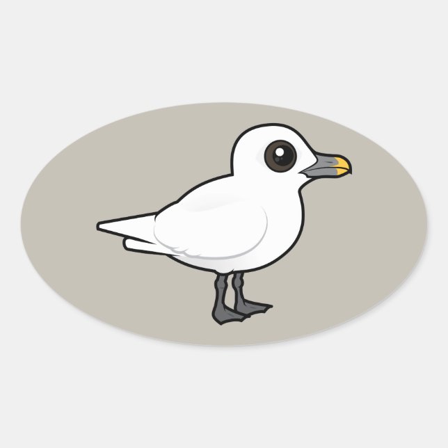 Birdorable Ivory Gull Oval Sticker (Front)