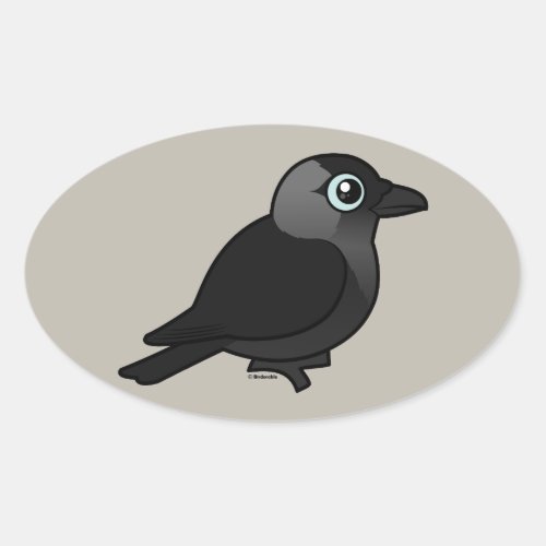 Birdorable Jackdaw Oval Sticker