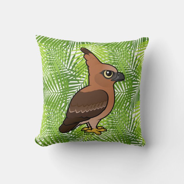 Birdorable Javan Hawk-Eagle (adult & juvenile) Throw Pillow (Front)