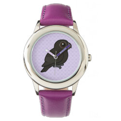 Lesser Vasa-Parrot Kid's Stainless Steel Purple Leather Strap Watch