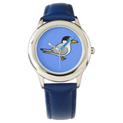 Birdorable Little Tern Kid's Stainless Steel Blue Leather Strap Watch