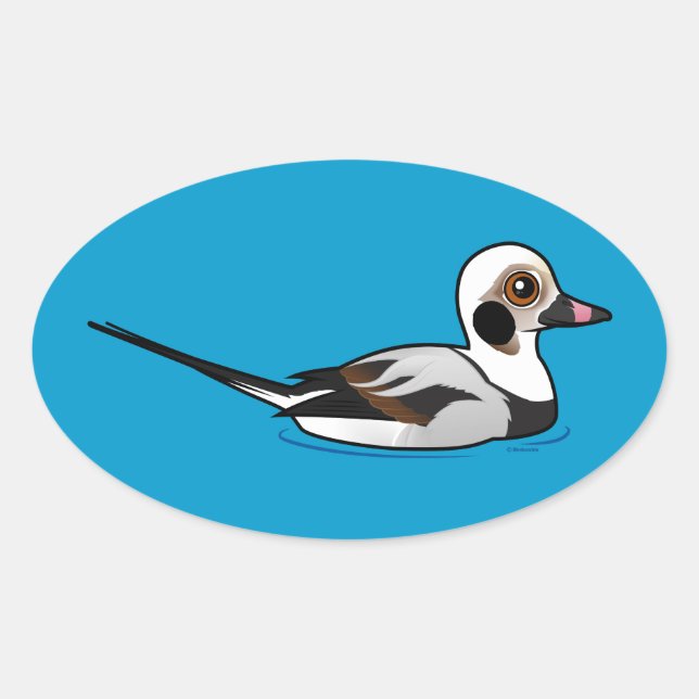 Birdorable Long-tailed Duck Oval Sticker (Front)