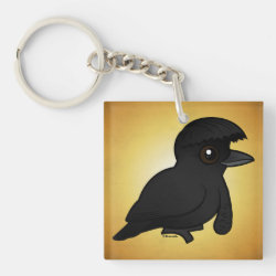 Long-wattled Umbrellabird Square Keychain (double-sided)