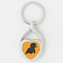 Long-wattled Umbrellabird Twisted Heart Keychain