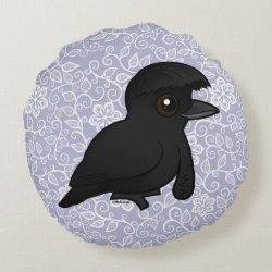 Long-wattled Umbrellabird Round Throw Pillow (16