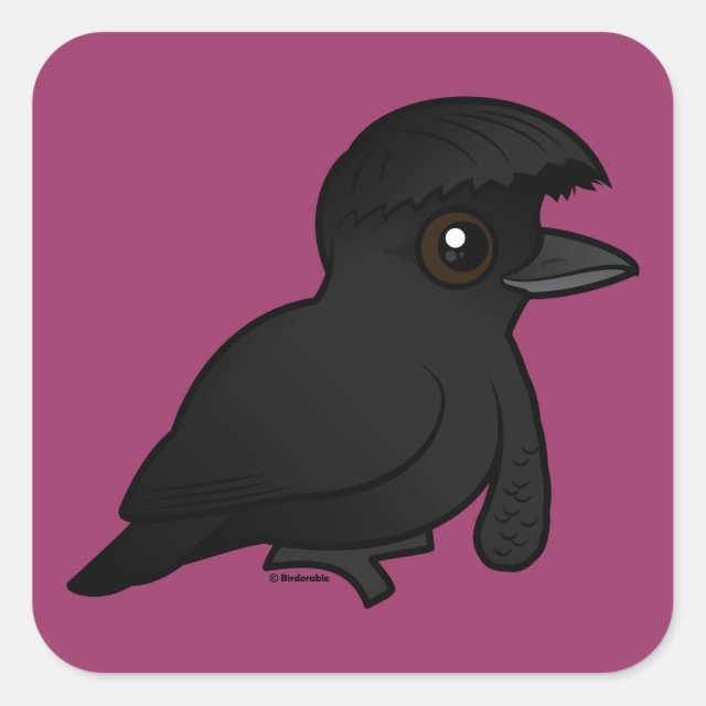 Birdorable Cute Long-wattled Umbrellabird Square Sticker