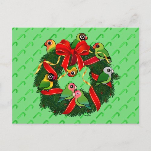 Birdorable Lovebirds Christmas Wreath Holiday Postcard