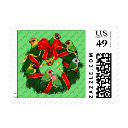Birdorable Lovebirds Christmas Wreath Small Stamp 1.8