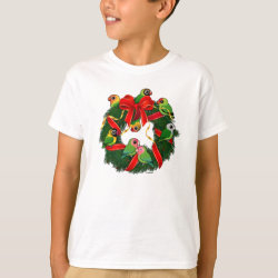 Birdorable Lovebirds Christmas Wreath Kids' Hanes TAGLESS® T-Shirt