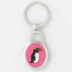 Macaroni Penguin Oval Metal Keychain