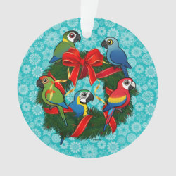Birdorable Macaws Christmas Wreath Circle Acrylic Ornament