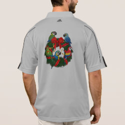 Birdorable Macaws Christmas Wreath Men's Adidas Golf ClimaLite® Polo Shirt
