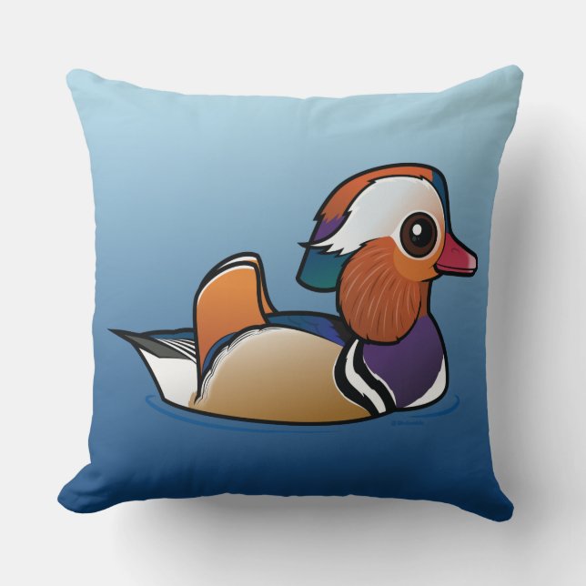 Birdorable Mandarin Duck Throw Pillow (Front)