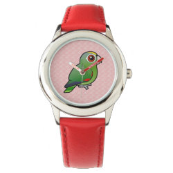 Mealy Parrot Kid's Stainless Steel Red Leather Strap Watch