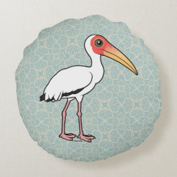 Milky Stork Round Throw Pillow (16