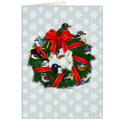 Birdorable NA Backyard Birds Christmas Wreath Note Card