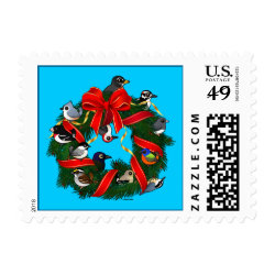 Birdorable NA Backyard Birds Christmas Wreath Small Stamp 1.8