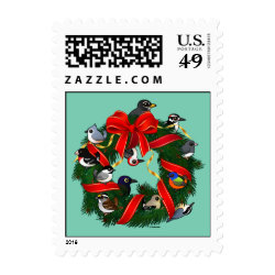 Birdorable NA Backyard Birds Christmas Wreath Small Stamp 1.8