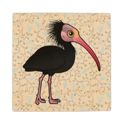 Northern Bald Ibis 4 Inch Wooden Coaster