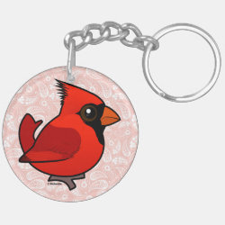 Male Northern Cardinal Circle Keychain (double-sided)