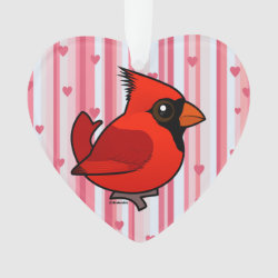 Male Northern Cardinal Heart Ornament