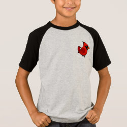 Male Northern Cardinal Kids' Short Sleeve Raglan T-Shirt