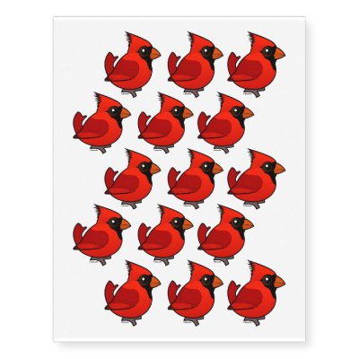 Birdorable Northern Cardinal Temporary Tattoos