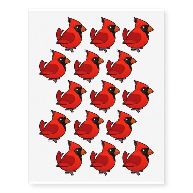 Birdorable Northern Cardinal Temporary Tattoos (Front)