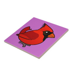 Male Northern Cardinal Small Ceremic Tile (4.25