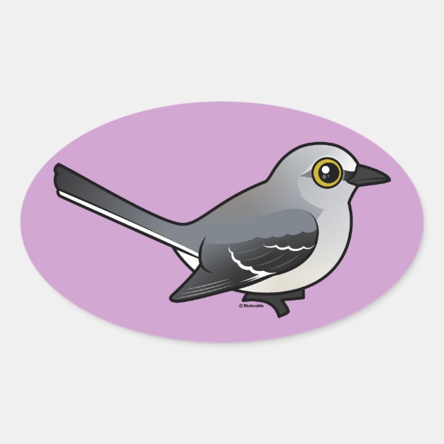 Birdorable Northern Mockingbird Oval Sticker (Front)
