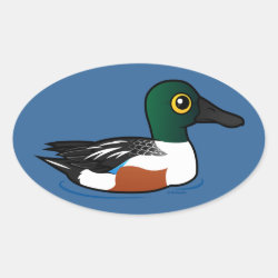 Swimming Northern Shoveler Oval Sticker