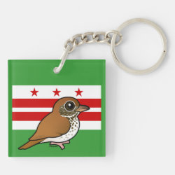 Official Birdorable of Washington, D.C.: Wood Thrush Square Keychain (double-sided)