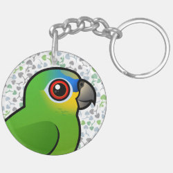 Orange-winged Amazon Circle Keychain (double-sided)