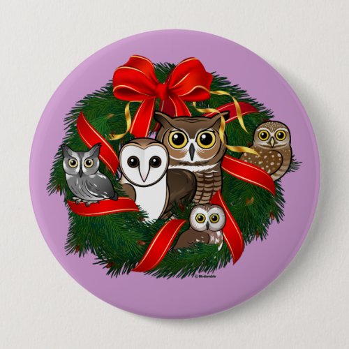 Birdorable Owls Christmas Wreath Button