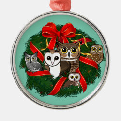 Birdorable Owls Christmas Wreath Premium circle Ornament