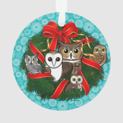 Birdorable Owls Christmas Wreath Circle Acrylic Ornament