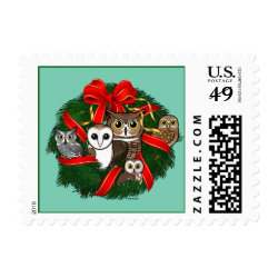 Birdorable Owls Christmas Wreath Small Stamp 1.8