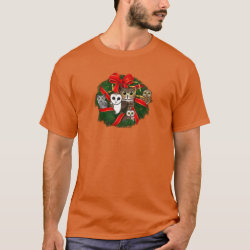 Birdorable Owls Christmas Wreath Men's Basic Dark T-Shirt